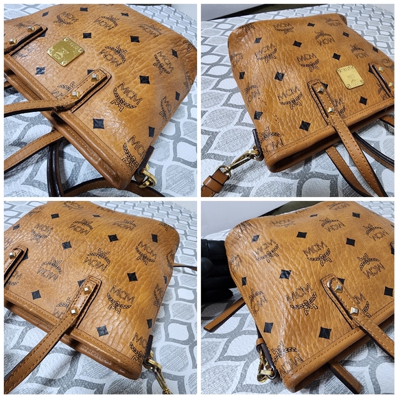 MCM ANYA TOP ZIP MINI SHOPPER BAG COGNAC - Picture 13 of 15